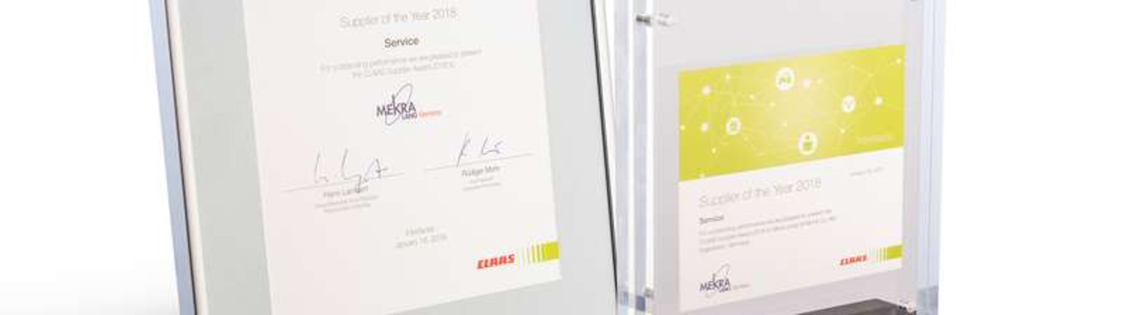 CLAAS presents MEKRA Lang with "Supplier of the Year 2018" award
